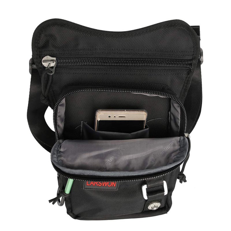 Larswon Thigh Pack, Larswon Leg Bag Thigh Pouch Bag Tactical Waist Bag Motorcycle Bag Waterproof Black - Image 3